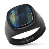 Blue Tiger Eye Statement Ring - Steel Time